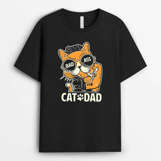 Badass Cat Dad funny cat lover on Women's Tshirt - Gift for Cat Lovers GECD280324-28