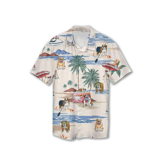 Bulldog Summer Beach Hawaiian Shirt - Gift For Bulldog Lovers