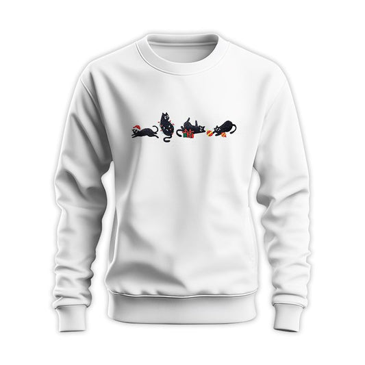 Christmas Meowy Cats Embroidered Sweatshirt