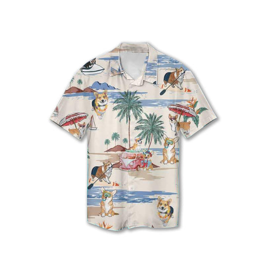 Corgi Summer Beach Hawaiian Shirt - Corgi Lover Gifts GESM230324-14