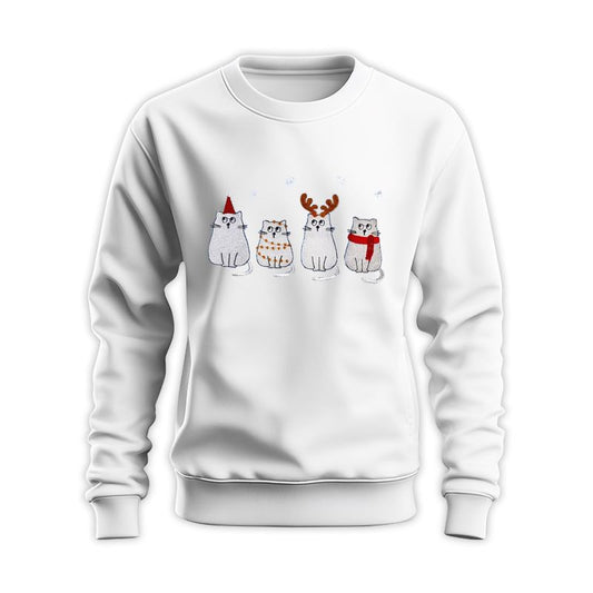 Cute Christmas Cat Embroidered Sweatshirt