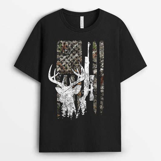 Deer Hunting Camouflage American Flag Hunting Tshirt - Hunting Season Gift GEHD040424-17