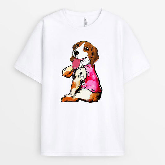 Dogs I Love Mom Tattoo Beagle Dog Lover Women Gifts Dog Mom Tshirt - Dog Mama gift GEDM220324-27