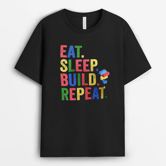 Eat Sleep Build Repeat Tshirt - Preschool Gift GEFS220324-23