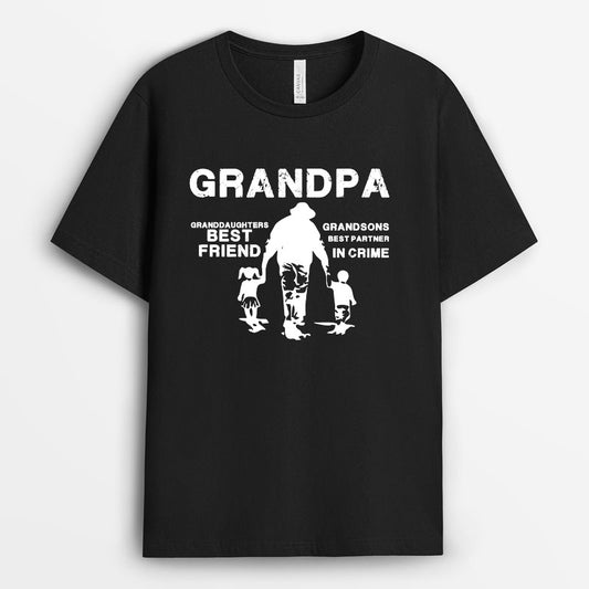 Grandpa Granddaughters Best Friend Grandsons Best Partner In Crime Shirt GEFGF150424-14