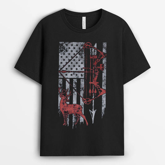Hunting Tshirt with American Flag - Father's Day Hunting Gift GEHD040424-21