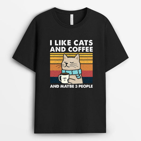 I Like Cats And Coffee Shirt - Vintage Gifts For Cat Dad GECD280324-11