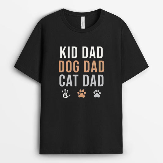 Kid Dad Dog Dad Cat Dad Tshirt - Fathers Day Gift Ideas GECD280324-17