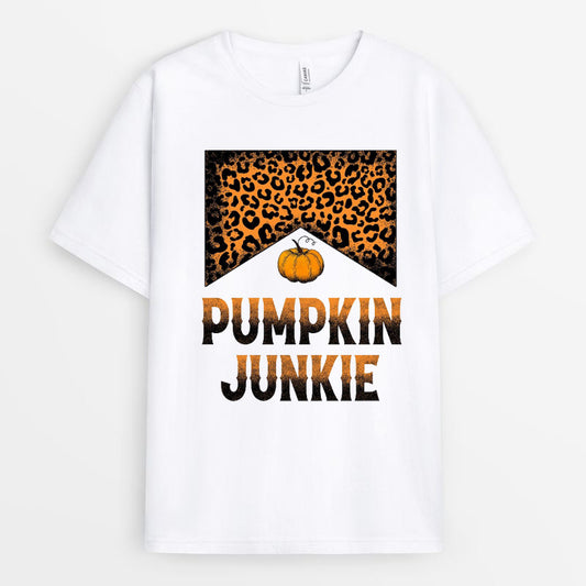 Leopard Pumpkin Junkie Tshirt - Happy Thanksgiving Gift GETG110424-12