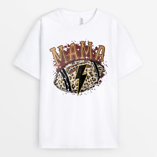 Leopard Lightning Football Mama Shirt - Sports Mom Gift GEFM050424-9