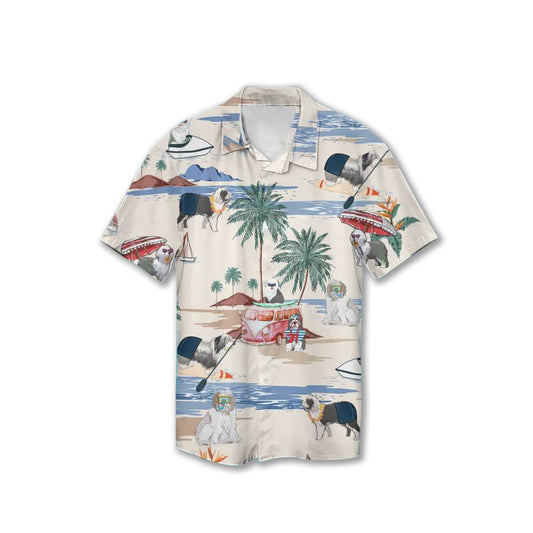 Old English Sheepdog Summer Beach Hawaiian Shirt - Gift for Sheepdog Lovers