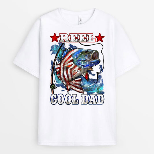 Patriotic Reel Cool Dad American Flag Bass Tshirt - Gift For Dad GEFD023424-11
