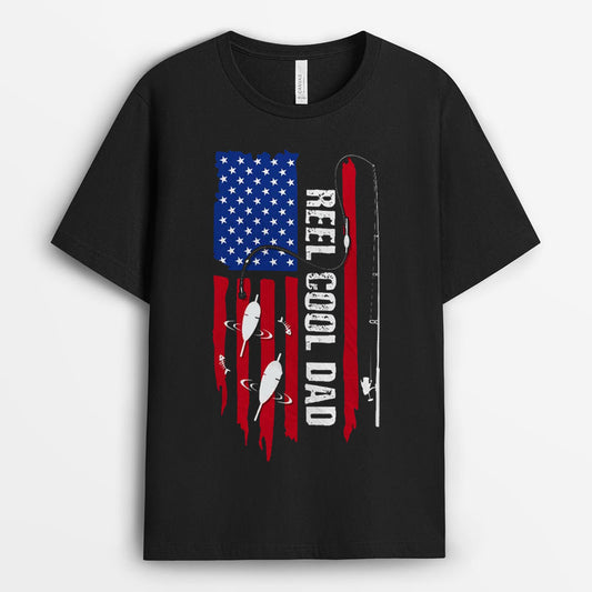 Reel Cool Dad Flag Fishing Tshirt - Gift For Outdoor Dad GEFD023424-7