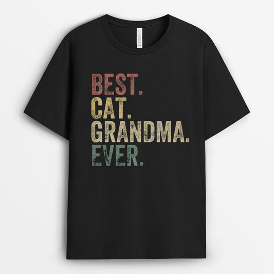 Retro Best Cat Grandma Ever Tshirt - Gift for Cat Lovers GEGGM090424-23
