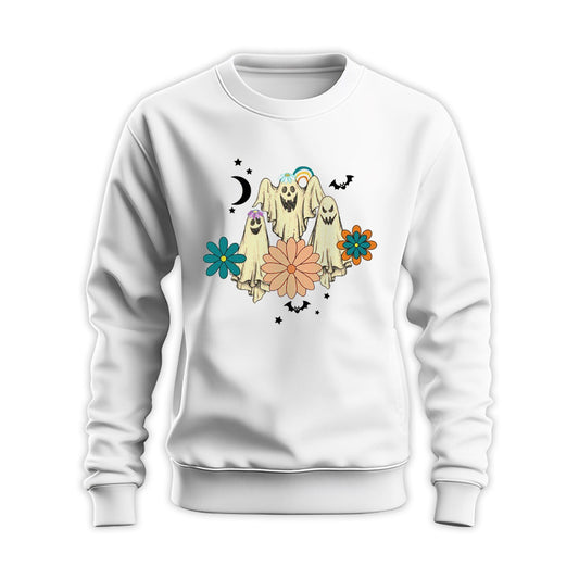 Retro Floral Ghost Halloween Sweatshirt - Women Fall Gift GEHLW010424-8