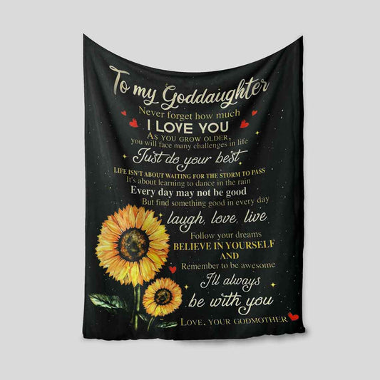 To My Goddaughter Sunflower Blanket - Gift For Goddaughter GEFD300324-14