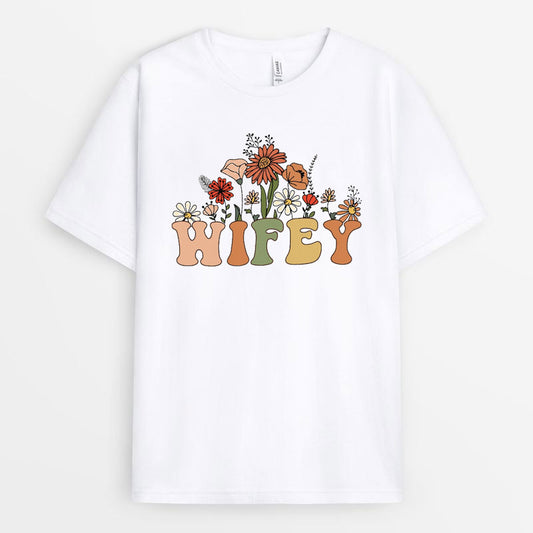 Wildflowers WIFEY Tshirt - Bridal Shower Gift For Bride GEFW010424-11
