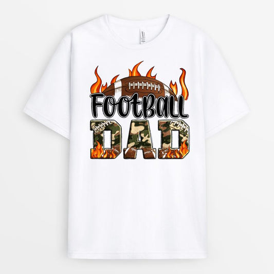 Camouflage Fire Football Dad Shirt - Gift For Sports Dad