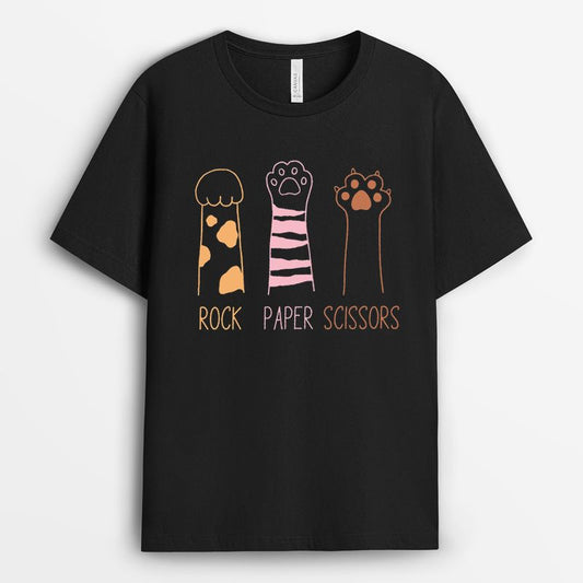 Colorful Rock Paper Scissors Tshirt - Cat Paws Gift