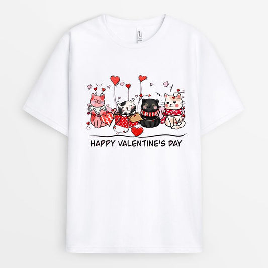 Cute Cat Happy Valentine's Day Tshirt - Gift For Cat Lovers