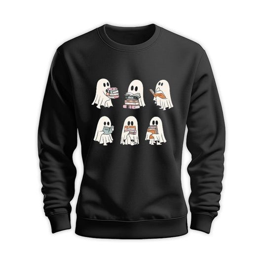 Ghost Reading Books Sweatshirt - Halloween Gift For Teacher