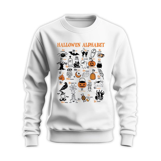 Halloween Alphabet Sweatshirt For Kindergarten Teacher