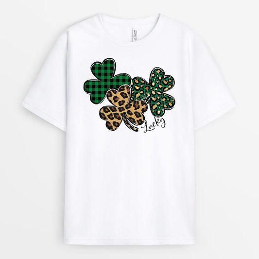 Leopard Shamrock Clover Tshirt - Saint Patricks Day Gifts