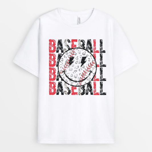 Leopard Smiling Face Baseball Shirt - Gift For Baseball Mom