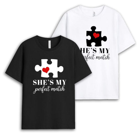 My Perfect Match Puzzle Matching Tshirt Set - Gift For Couples