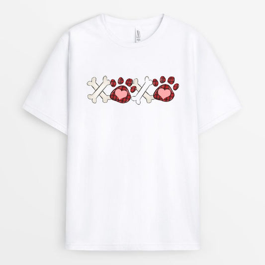 Paw Print & Bones Valentines Day Tshirt - Gift for Girls on Valentines Day