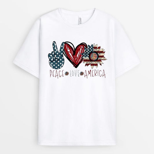 Peace Love America 4th July Tshirt - American Pride Gift 