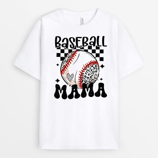 Retro Leopard Ball Baseball Mama Tshirt - Sports Mom Gift