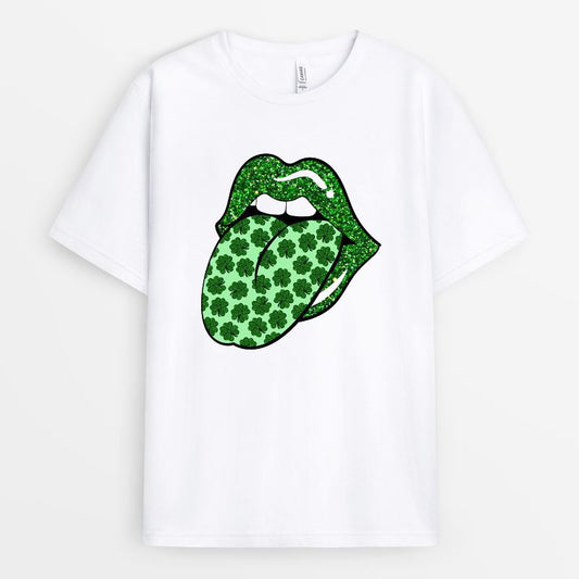 Shamrock Lips Tongue Shirt - St Patrick's Day Gift For Her 