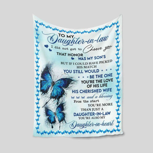 To My Daughter-In-Law Blue Butterfly Blanket - Gift for Daughter