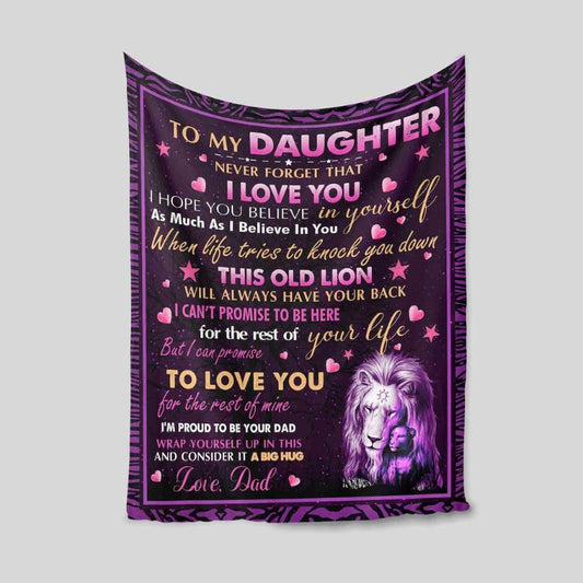 To My Daughter Purple Lion Blanket - Birthday Gift for Daughter