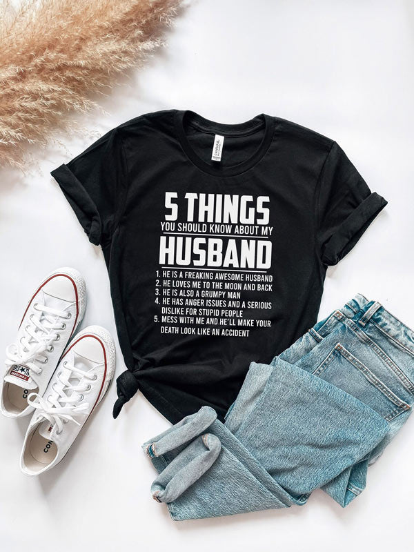 5 Things About My Husband Tshirt - Anniversary Gifts for her GEFW010424-5