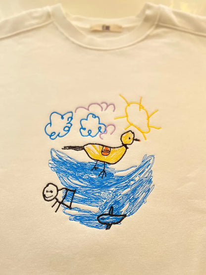 Embroidered Custom Kids Drawing Tshirt - Personalized Gift For Dad GEPFDE07524-1