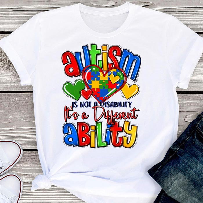Autism is not a disability it's a different ability Tshirt - Autism puzzle gift GEAD170424-20