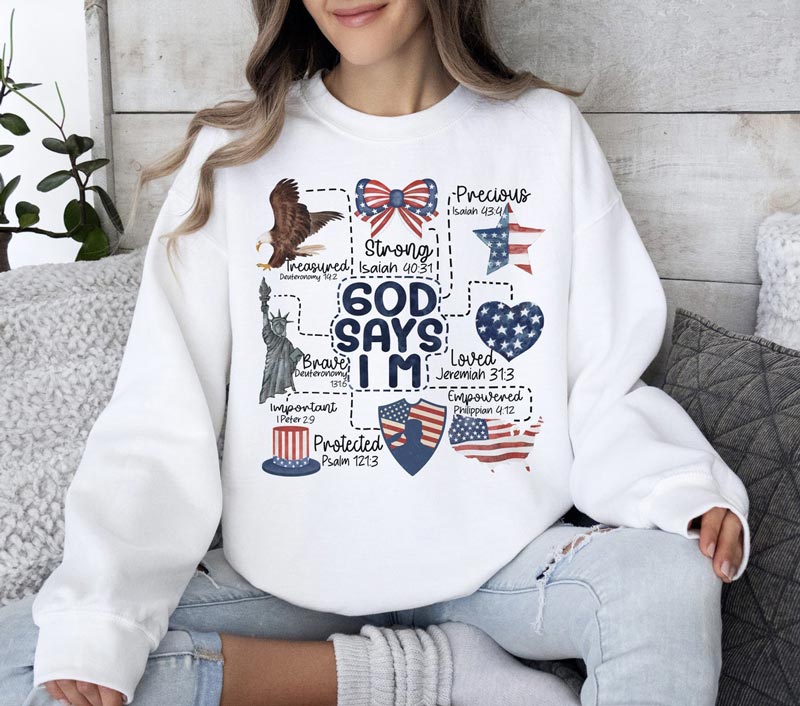 Coquette God Says I Am Tshirt - Blessed 4th of July Gifts GE4OJ020424-15