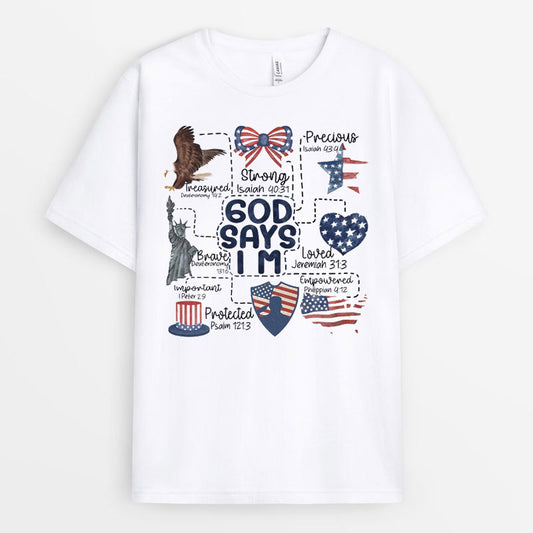 Coquette God Says I Am Tshirt - Blessed 4th of July Gifts GE4OJ020424-15
