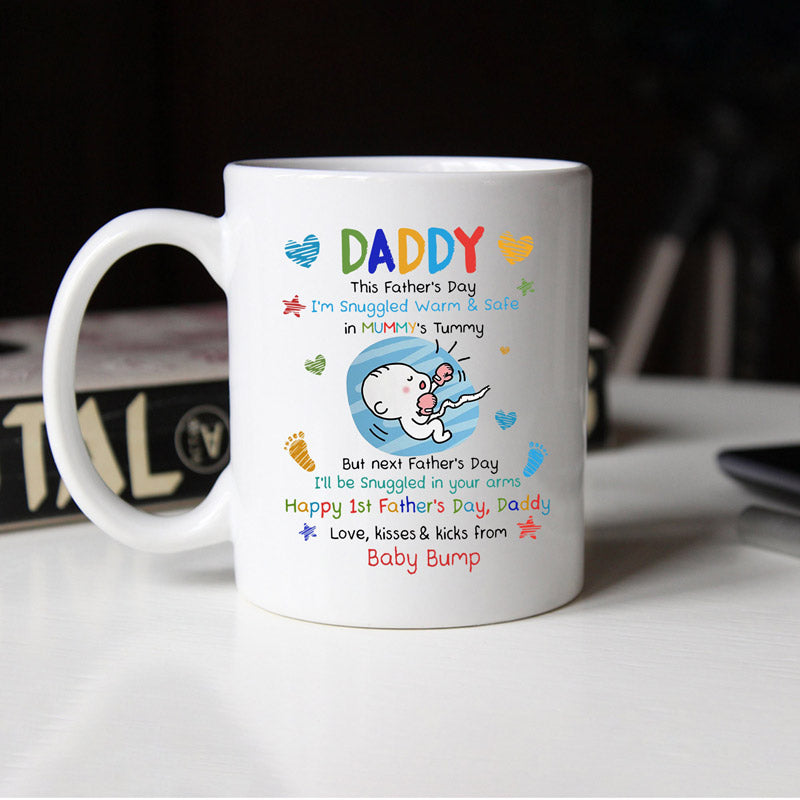 Daddy This Father's Day I'm Snuggled Warm & Safe in Mummy's Tummy mug - Gift For Dad GEND220424-29
