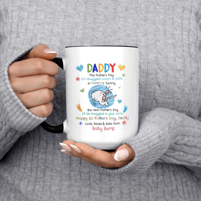 Daddy This Father's Day I'm Snuggled Warm & Safe in Mummy's Tummy mug - Gift For Dad GEND220424-29